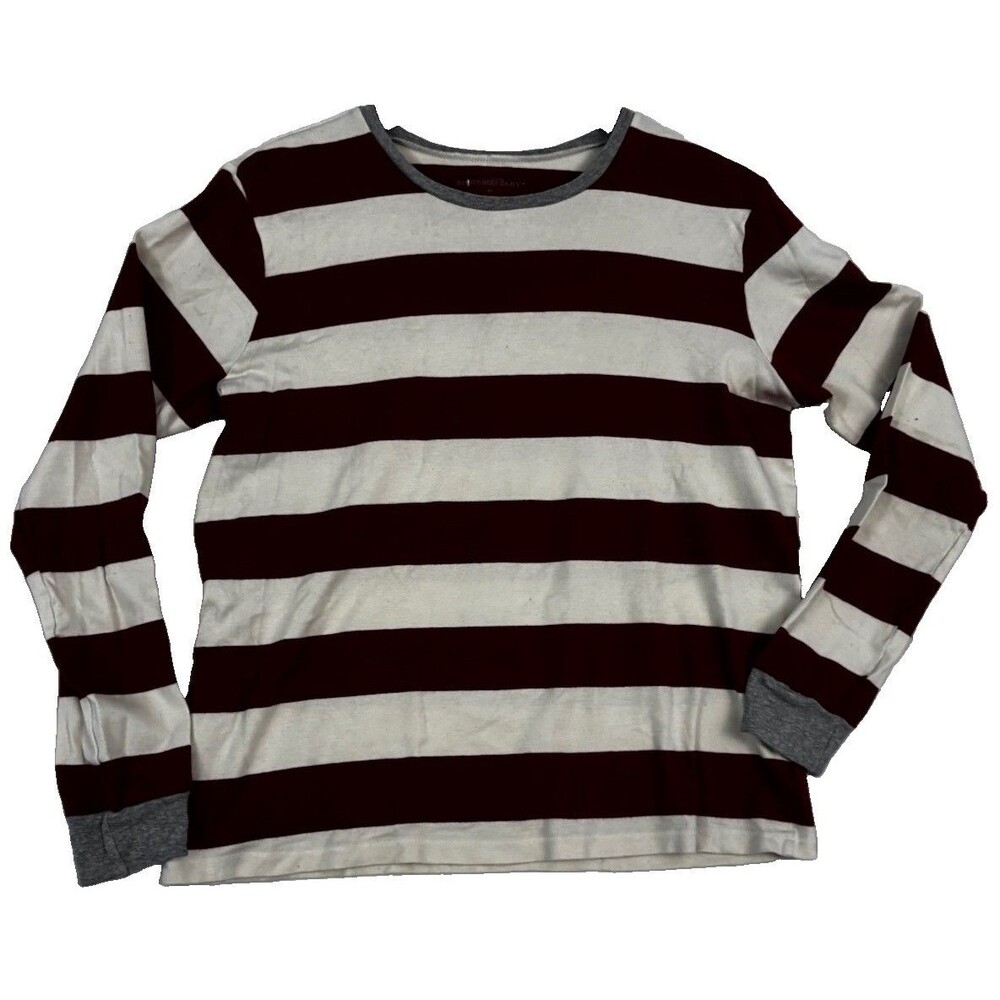 Burt’s Bees Baby Red White Stripe Organic Cotton Long Sleeve Shirt Adult Medium